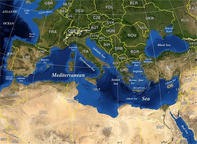 地中海　地図　海域